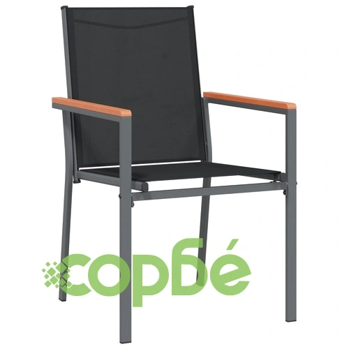 Градински столове 2 бр черни 55x61,5x90 см Textilene и стомана ➤ топ цена ➤ sorbe.bg