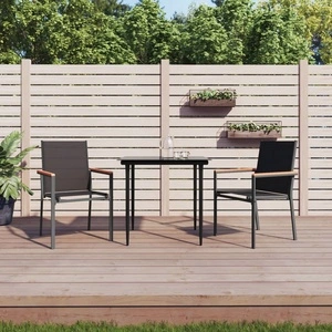 Градински столове 2 бр черни 55x61,5x90 см Textilene и стомана