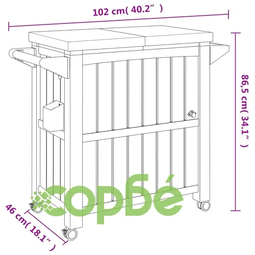 Количка за сервиране 3 в 1, черна, полипропилен ➤ топ цена ➤ sorbe.bg