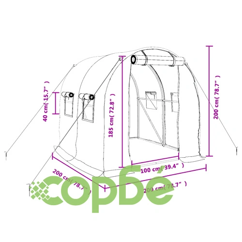 Оранжерия със стоманена рамка зелена 4 м² 2x2x2 м ➤ топ цена ➤ sorbe.bg