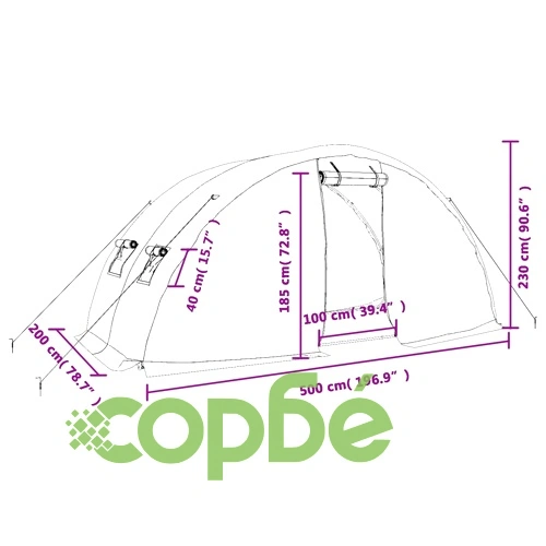 Оранжерия със стоманена рамка зелена 10 м² 5x2x2,3 м ➤ топ цена ➤ sorbe.bg