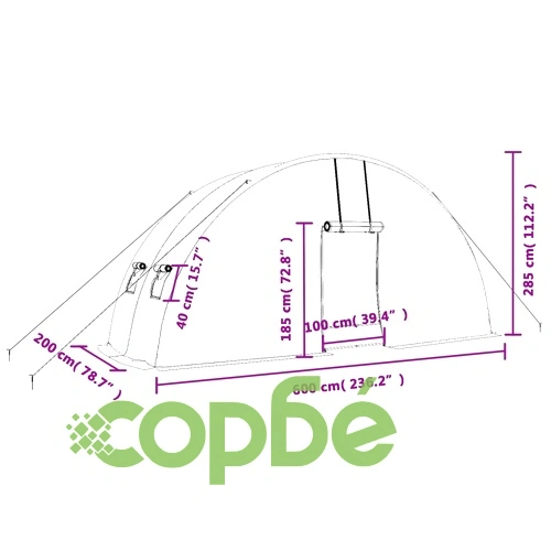 Оранжерия със стоманена рамка зелена 12 м² 6x2x2,85 м ➤ топ цена ➤ sorbe.bg
