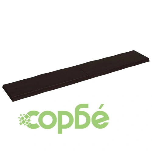 Плот за маса тъмнокафяв 220x40x(2-6) см обработен масивен дъб ➤ топ цена ➤ sorbe.bg