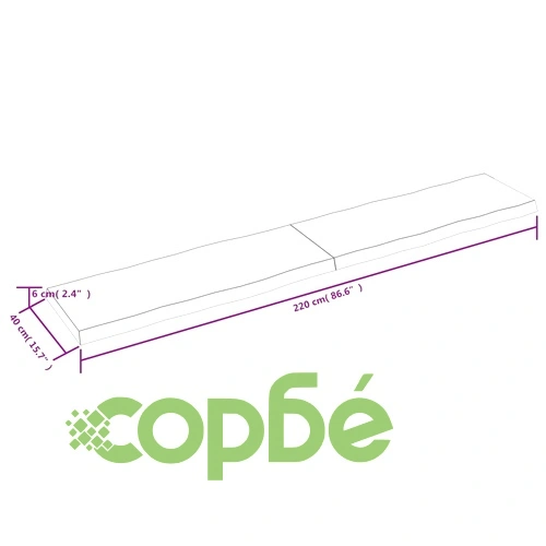 Плот за маса тъмнокафяв 220x40x(2-6) см обработен масивен дъб ➤ топ цена ➤ sorbe.bg