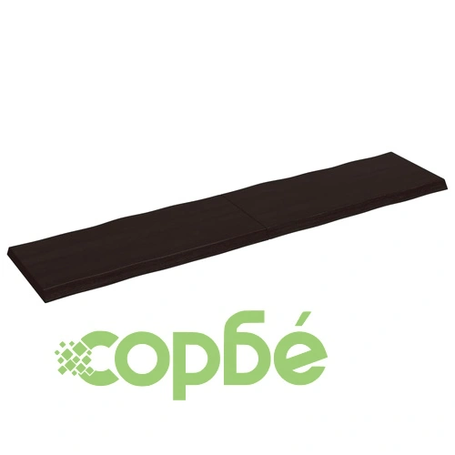 Плот за маса тъмнокафяв 220x50x(2-6) см обработен масивен дъб ➤ топ цена ➤ sorbe.bg