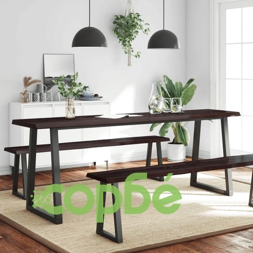 Плот за маса тъмнокафяв 220x60x(2-4) см обработен масивен дъб ➤ топ цена ➤ sorbe.bg