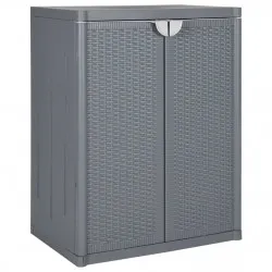 Градински шкаф за съхранение, сив, 65х45х88 см, PP ратан