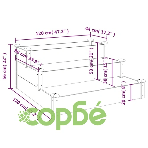 Градинско повдигнато легло, кафяво, 120x120x56 см, масивна ела на топ цена от sorbe.bg Градинско повдигнато легло, кафяво, 120x120x56 см, масивна ела ➤ топ цена ➤ sorbe.bg