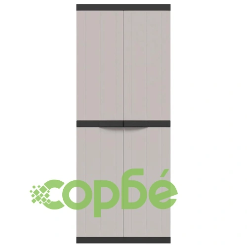 Външен шкаф за съхранение, сиво и черно, 65x37x165 см, PP ➤ топ цена ➤ sorbe.bg