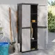 Външен шкаф за съхранение, сиво и черно, 65x37x165 см, PP