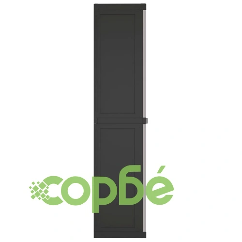 Външен шкаф за съхранение, сиво и черно, 65x37x165 см, PP ➤ топ цена ➤ sorbe.bg