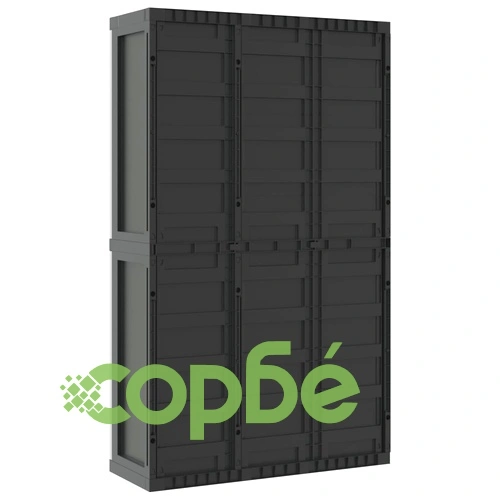 Външен шкаф за съхранение, сиво и черно, 97x37x165 см, PP ➤ топ цена ➤ sorbe.bg