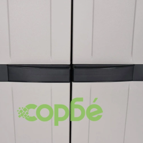 Външен шкаф за съхранение, сиво и черно, 97x37x165 см, PP ➤ топ цена ➤ sorbe.bg