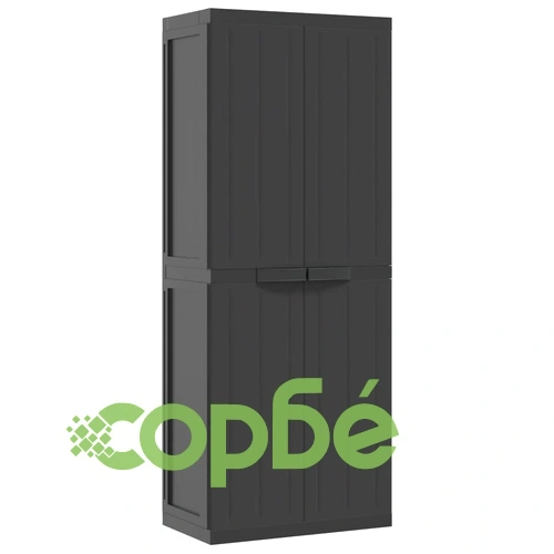 Външен шкаф за съхранение, черен, 65x37x165 см, PP ➤ топ цена ➤ sorbe.bg