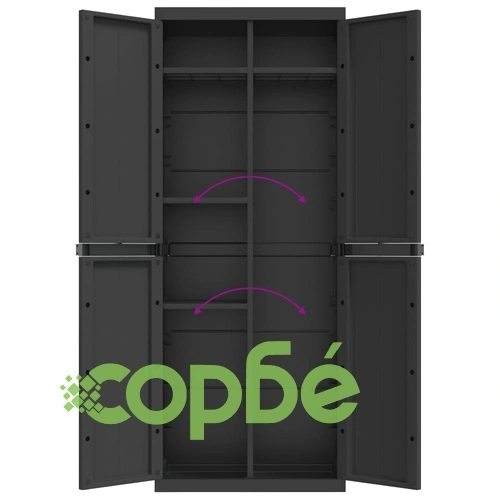 Външен шкаф за съхранение, черен, 65x37x165 см, PP ➤ топ цена ➤ sorbe.bg