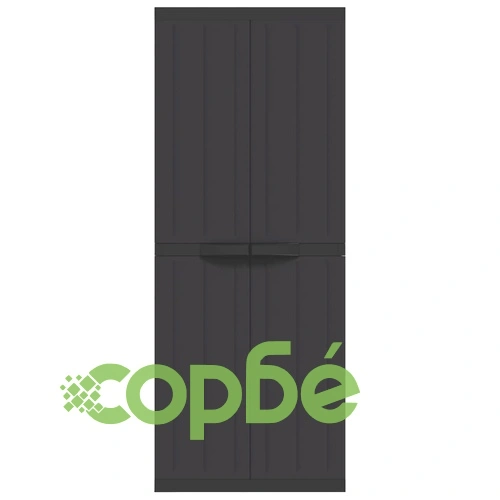 Външен шкаф за съхранение, черен, 65x37x165 см, PP ➤ топ цена ➤ sorbe.bg