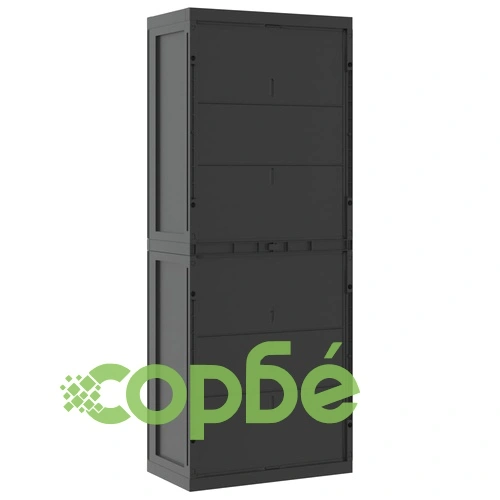 Външен шкаф за съхранение, черен, 65x37x165 см, PP ➤ топ цена ➤ sorbe.bg