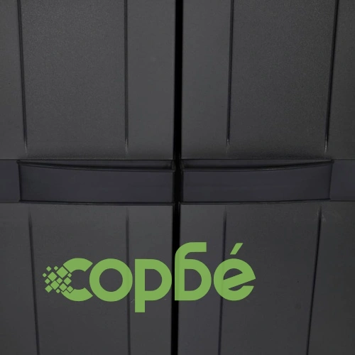 Външен шкаф за съхранение, черен, 65x37x165 см, PP ➤ топ цена ➤ sorbe.bg