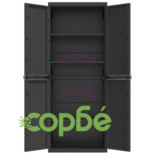 Външен шкаф за съхранение, черен, 65x37x165 см, PP ➤ топ цена ➤ sorbe.bg