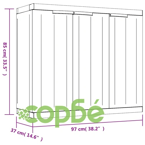 Външен шкаф за съхранение, черен, 97x37x85 см, PP ➤ топ цена ➤ sorbe.bg