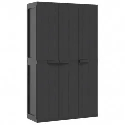 Външен шкаф за съхранение, черен, 97x37x165 см, PP