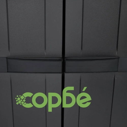 Външен шкаф за съхранение, черен, 97x37x165 см, PP ➤ топ цена ➤ sorbe.bg