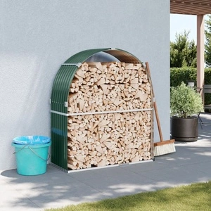 Поставка за дърва, зелена, 120x45x140 см, поцинкована стомана