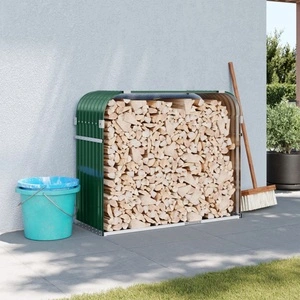Поставка за дърва, зелена, 120x45x100 см, поцинкована стомана