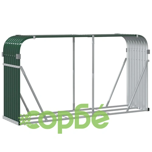 Поставка за дърва, зелена, 180x45x100 см, поцинкована стомана ➤ топ цена ➤ sorbe.bg