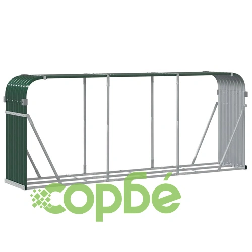 Поставка за дърва, зелена, 234x45x100 см, поцинкована стомана ➤ топ цена ➤ sorbe.bg