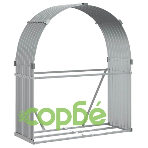 Поставка за дърва, светлосив, 120x45x140см, поцинкована стомана ➤ топ цена ➤ sorbe.bg