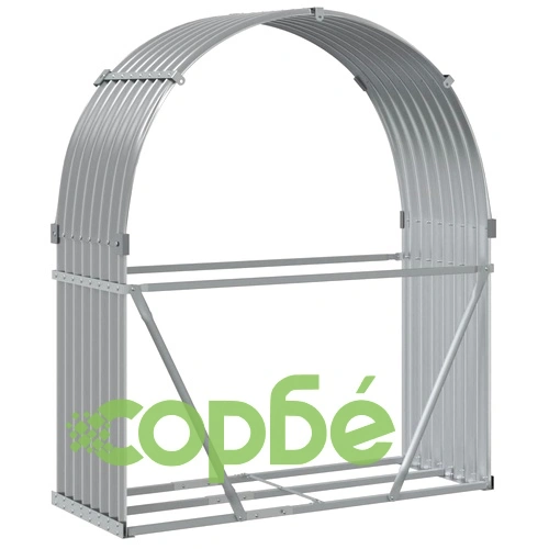 Поставка за дърва, светлосив, 120x45x140см, поцинкована стомана ➤ топ цена ➤ sorbe.bg