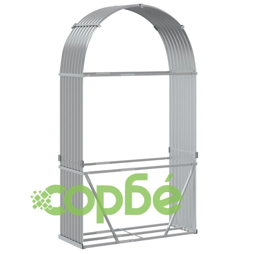 Поставка за дърва, светлосив, 120x45x210см, поцинкована стомана ➤ топ цена ➤ sorbe.bg