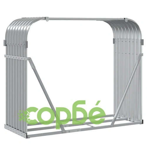 Поставка за дърва, светлосив, 120x45x100см, поцинкована стомана ➤ топ цена ➤ sorbe.bg