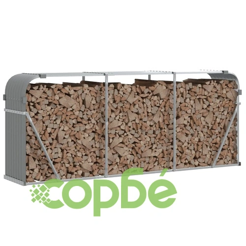 Поставка за дърва, светлосив, 234x45x100см, поцинкована стомана ➤ топ цена ➤ sorbe.bg