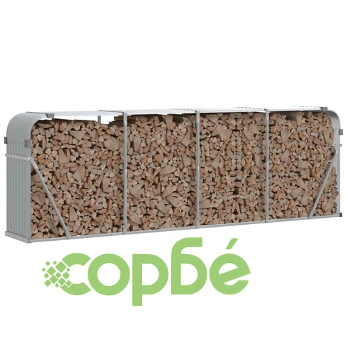 Поставка за дърва, светлосив, 300x45x100см, поцинкована стомана ➤ топ цена ➤ sorbe.bg