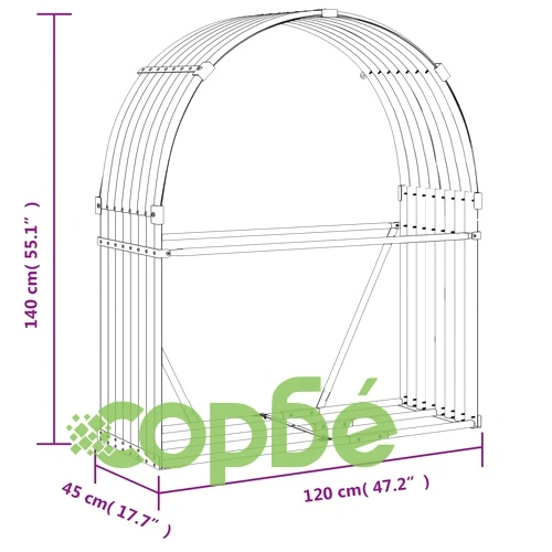 Поставка за дърва, антрацит, 120x45x140 см, поцинкована стомана ➤ топ цена ➤ sorbe.bg