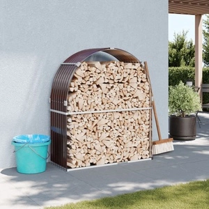 Поставка за дърва, кафяв, 120x45x140 см, поцинкована стомана