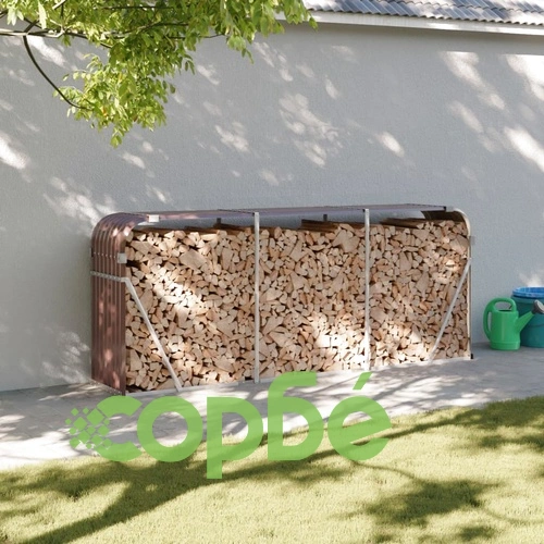 Поставка за дърва, кафяв, 234x45x100 см, поцинкована стомана ➤ топ цена ➤ sorbe.bg