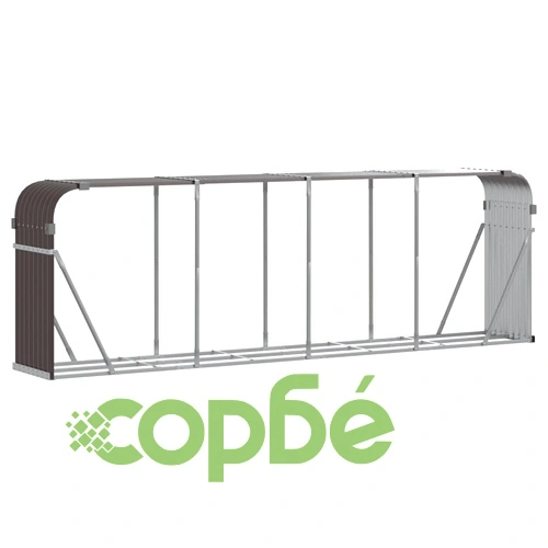 Поставка за дърва, кафяв, 300x45x100 см, поцинкована стомана ➤ топ цена ➤ sorbe.bg