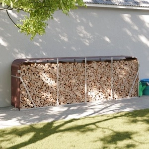 Поставка за дърва, кафяв, 300x45x100 см, поцинкована стомана