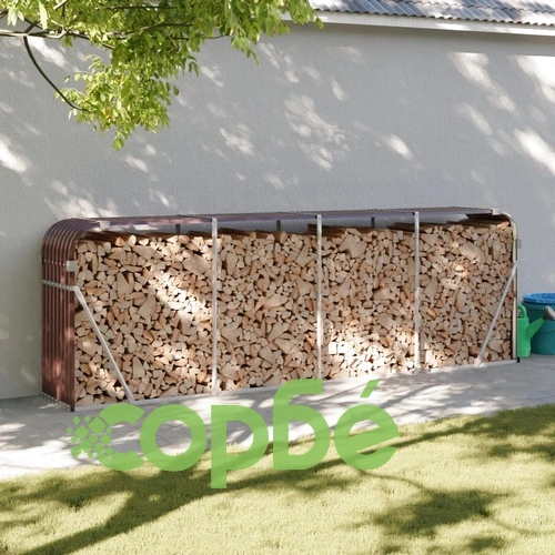 Поставка за дърва, кафяв, 300x45x100 см, поцинкована стомана ➤ топ цена ➤ sorbe.bg