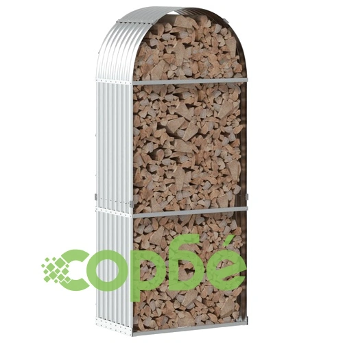 Поставка за дърва, сребрист, 80x45x190 см, поцинкована стомана ➤ топ цена ➤ sorbe.bg