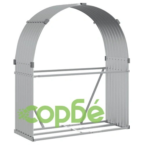 Поставка за дърва, сребрист, 120x45x140 см, поцинкована стомана ➤ топ цена ➤ sorbe.bg