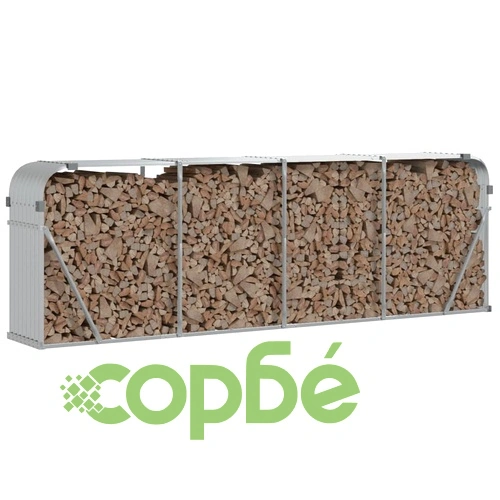 Поставка за дърва, сребрист, 300x45x100 см, поцинкована стомана ➤ топ цена ➤ sorbe.bg