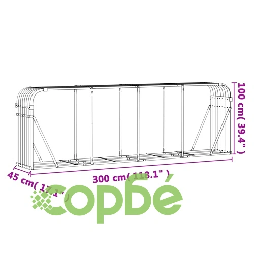 Поставка за дърва, сребрист, 300x45x100 см, поцинкована стомана ➤ топ цена ➤ sorbe.bg