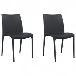 Градински столове, 2 бр, антрацит, 50x46x80 см, полипропилен