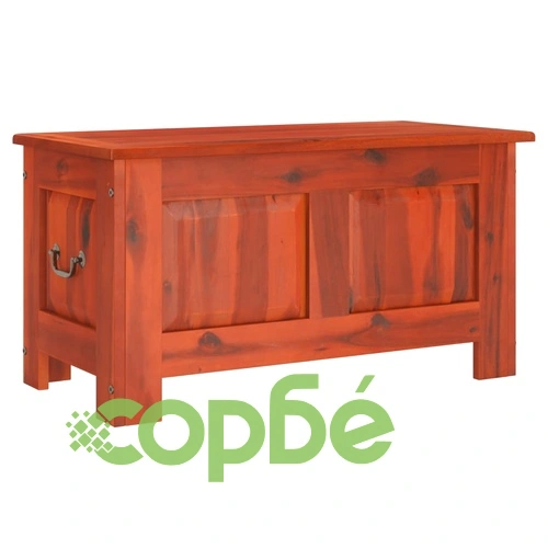 Сандък за съхранение с капак, кафяв, акациев масив ➤ топ цена ➤ sorbe.bg