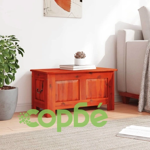 Сандък за съхранение с капак, кафяв, акациев масив ➤ топ цена ➤ sorbe.bg