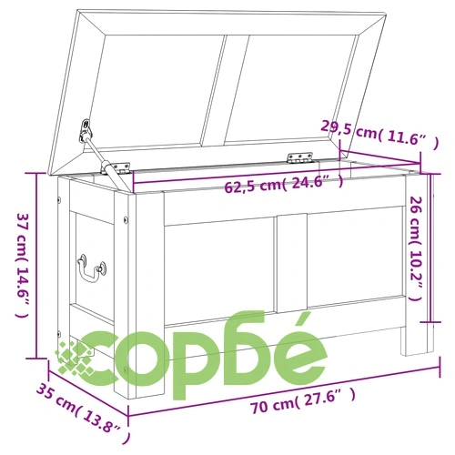 Сандък за съхранение с капак, кафяв, акациев масив ➤ топ цена ➤ sorbe.bg